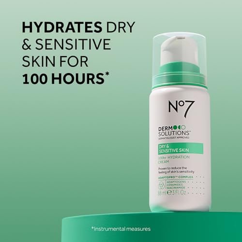 No7 Derm Solutions 100hr Hydrating Face Moisturizer – Ceramides, Niacinamide & Adaptogens for Sensitive & Dry Skin, 3 Fl Oz Avelisse
