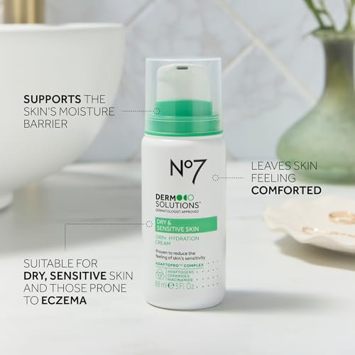 No7 Derm Solutions 100hr Hydrating Face Moisturizer – Ceramides, Niacinamide & Adaptogens for Sensitive & Dry Skin, 3 Fl Oz Avelisse