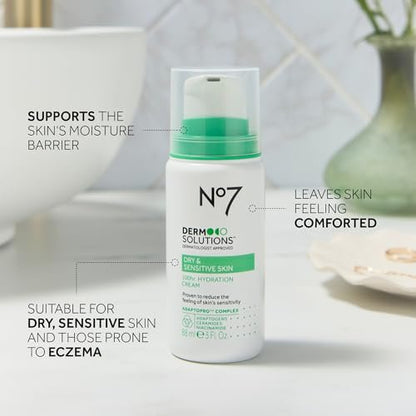 No7 Derm Solutions 100hr Hydrating Face Moisturizer – Ceramides, Niacinamide & Adaptogens for Sensitive & Dry Skin, 3 Fl Oz Avelisse