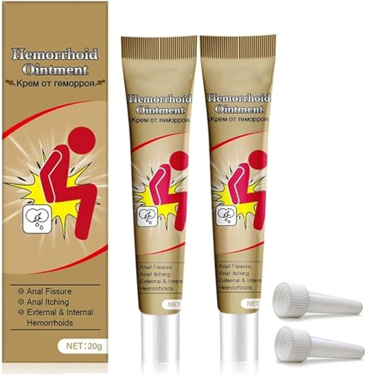 Rulinal Hemorrhoid Cream – Herbal Hemorrhoid Ointment for Natural Itching & Burning Relief, External Discomfort Support for Men & Women, 20g (Pack of 2) Avelisse
