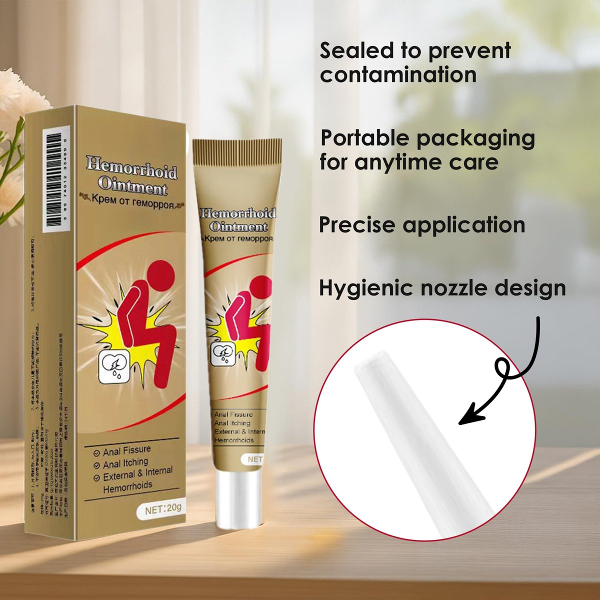 Rulinal Hemorrhoid Cream – Herbal Hemorrhoid Ointment for Natural Itching & Burning Relief, External Discomfort Support for Men & Women, 20g (Pack of 2) Avelisse
