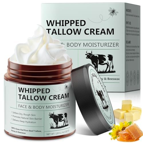 WHLH & WELL-BEING Beef Tallow for Skin, Beef Tallow and Honey Balm - All-Natural Moisturizer for Face & Body, 4.2 Fl Oz Avelisse