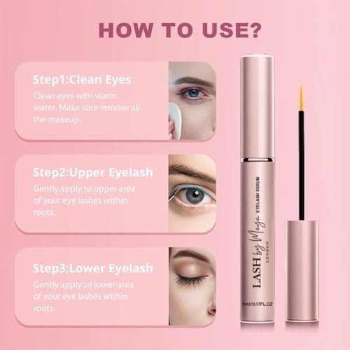 LASH by Maya LONDON Lash Growth Serum – Thicker, Fuller Natural Lashes, Cruelty Free, Made in USA (5ml) Avelisse