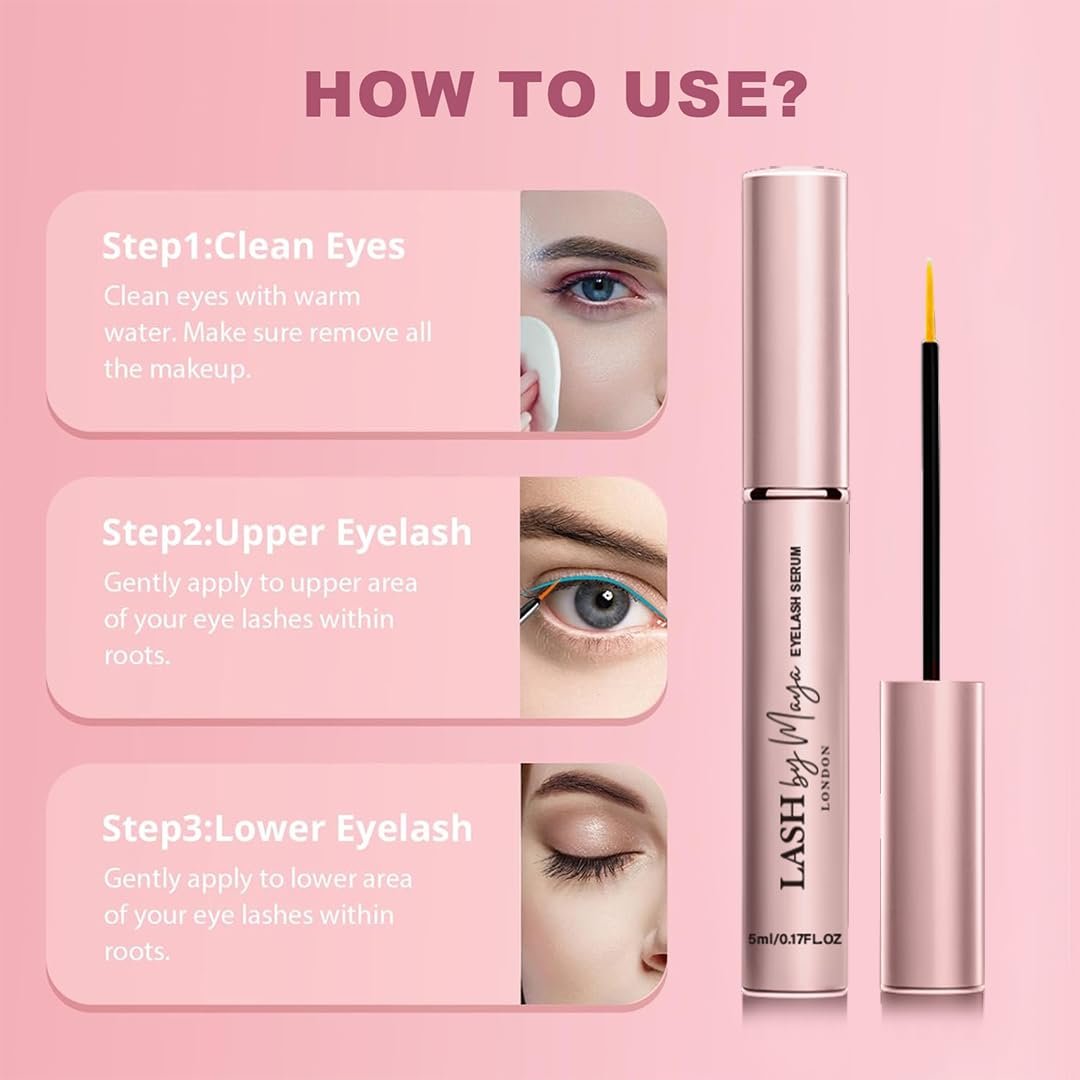 LASH by Maya LONDON Lash Growth Serum – Thicker, Fuller Natural Lashes, Cruelty Free, Made in USA (5ml) Avelisse