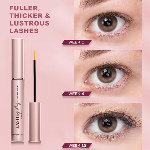 LASH by Maya LONDON Lash Growth Serum – Thicker, Fuller Natural Lashes, Cruelty Free, Made in USA (5ml) Avelisse