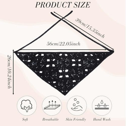 obeoby 4 Pack Crochet Bandanas Headscarf for Spring and Summer, Vintage Floral Hair Bandanas Headband for Music Festival Outfits Girls with Hair Pins
