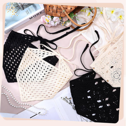 obeoby 4 Pack Crochet Bandanas Headscarf for Spring and Summer, Vintage Floral Hair Bandanas Headband for Music Festival Outfits Girls with Hair Pins