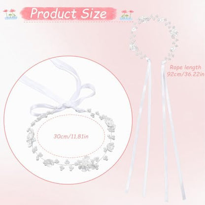 Thinp Bridal Pearl Flower Headpiece Headband - White Plastic Hair Accessory for Weddings, Parties, First Communion Avelisse