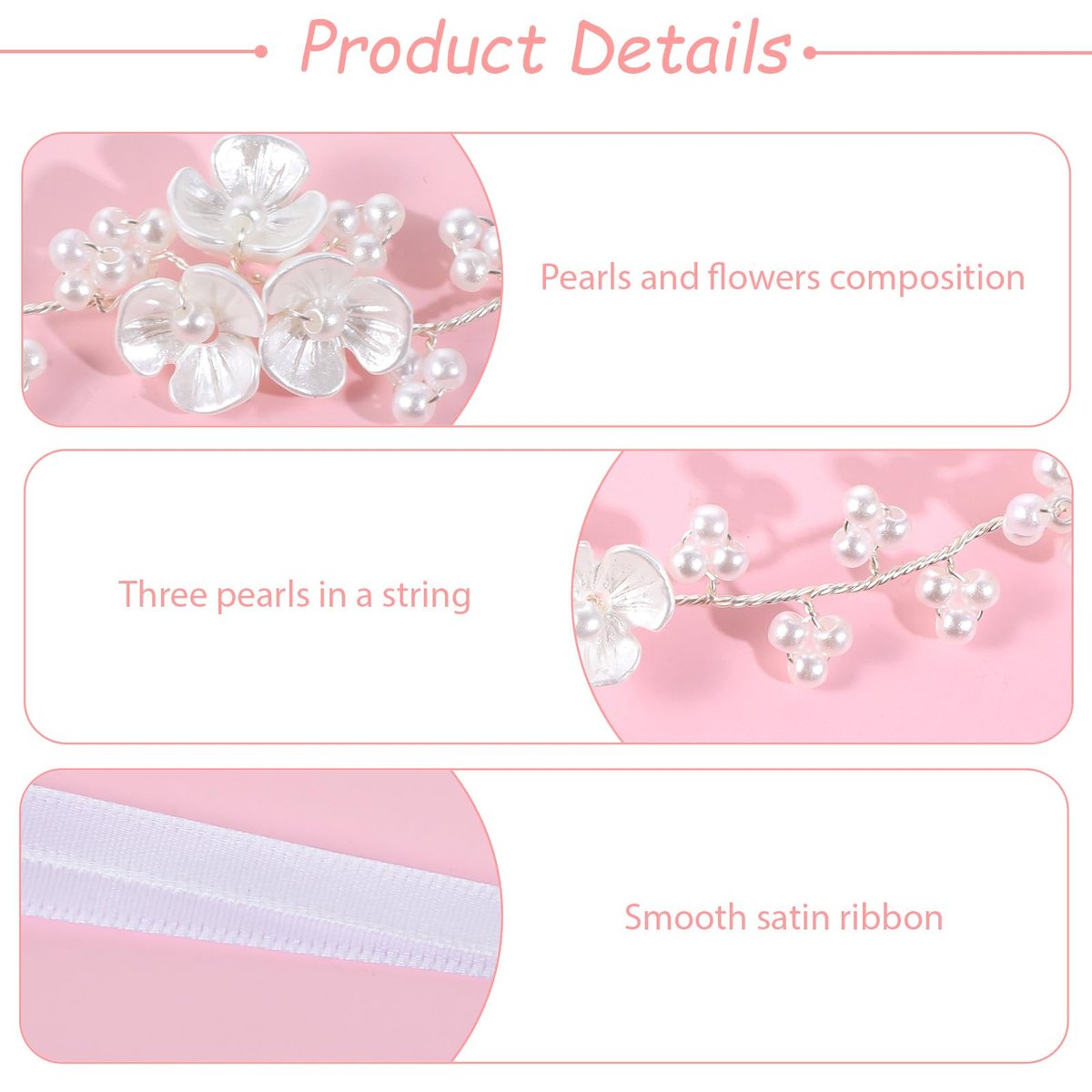 Thinp Bridal Pearl Flower Headpiece Headband - White Plastic Hair Accessory for Weddings, Parties, First Communion Avelisse