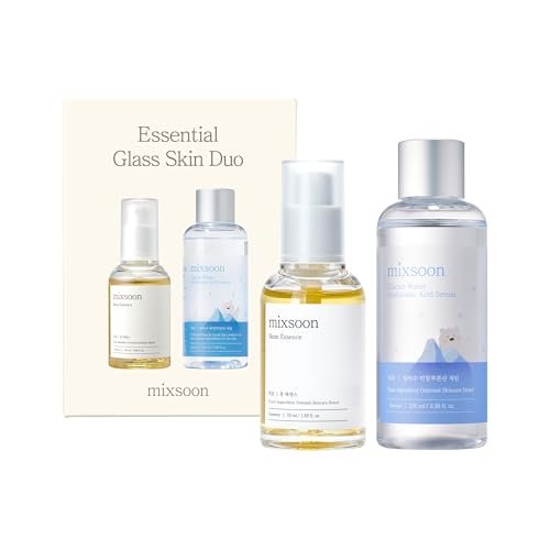 mixsoon Essential Glass Skin Duo Set - Bean Essence + Glacier Water Hyaluronic Acid Serum, 150ml / 5.07 fl. oz. Korean Glass Skin Care Avelisse