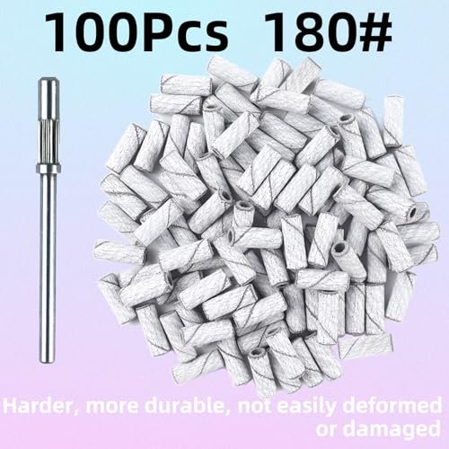 100 Pcs 180 Grit White Small Sanding Bands Nail Drill Bit - Extreme Fine Grit Mini Sanding Band with Upgrade 3.1mm Mandrel Bits for Acrylic Nails - görsel 6