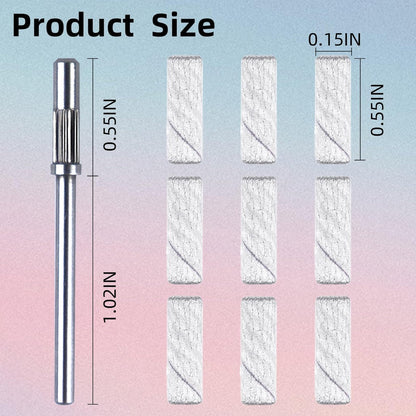 100 Pcs 180 Grit White Small Sanding Bands Nail Drill Bit - Extreme Fine Grit Mini Sanding Band with Upgrade 3.1mm Mandrel Bits for Acrylic Nails