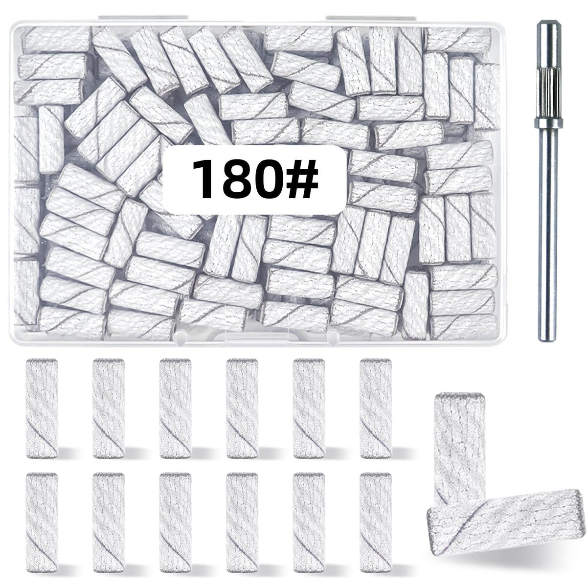 100 Pcs 180 Grit White Small Sanding Bands Nail Drill Bit - Extreme Fine Grit Mini Sanding Band with Upgrade 3.1mm Mandrel Bits for Acrylic Nails - görsel 1