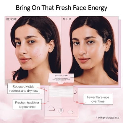 grace & stella Face Towels Disposable - Ultra-Soft & Absorbent XL Facial Towelettes for Cleansing & Makeup Removal - Lint-Free, Travel Essentials, Vegan (60 Count)