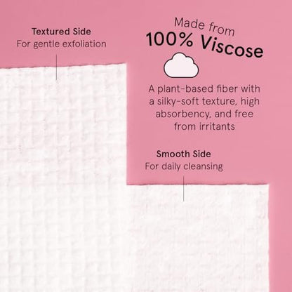 grace & stella Face Towels Disposable - Ultra-Soft & Absorbent XL Facial Towelettes for Cleansing & Makeup Removal - Lint-Free, Travel Essentials, Vegan (60 Count)