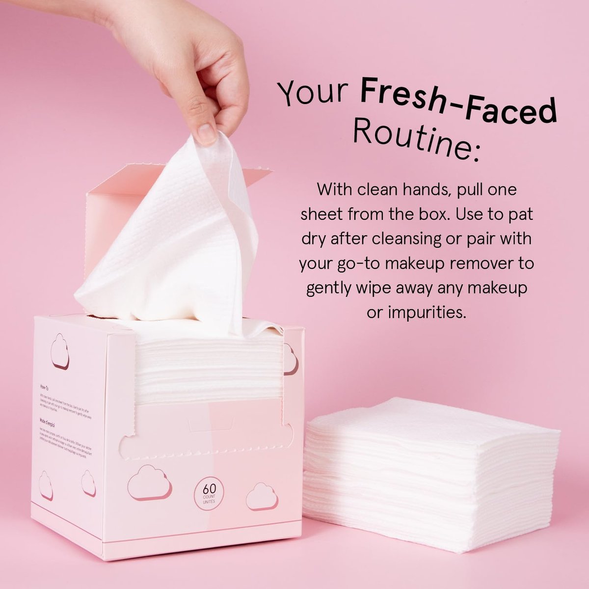 grace & stella Face Towels Disposable - Ultra-Soft & Absorbent XL Facial Towelettes for Cleansing & Makeup Removal - Lint-Free, Travel Essentials, Vegan (60 Count) - görsel 15