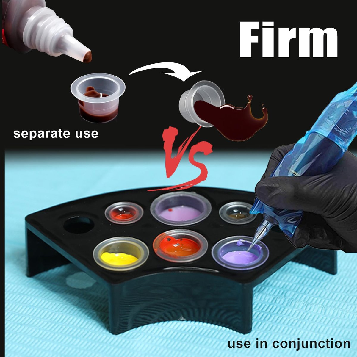 SOTICA 500-Piece Tattoo Ink Cups Kit with 2 Ink Holders - Mixed Size Plastic Cups for Professional Tattoo Supplies - görsel 7
