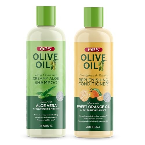 ORS Olive Oil Shampoo & Conditioner Set with Aloe Vera & Orange Oil - Moisture, Strengthen & Restore, 8 fl oz Each Avelisse