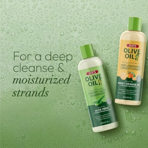 ORS Olive Oil Shampoo & Conditioner Set with Aloe Vera & Orange Oil - Moisture, Strengthen & Restore, 8 fl oz Each Avelisse