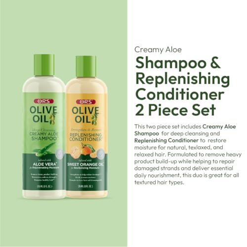 ORS Olive Oil Shampoo & Conditioner Set with Aloe Vera & Orange Oil - Moisture, Strengthen & Restore, 8 fl oz Each Avelisse