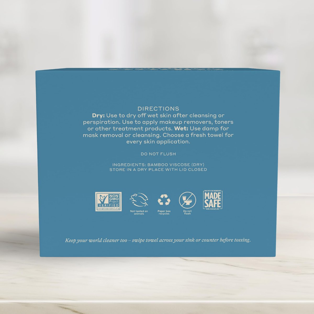Caboo Tree Free Disposable Face Towels – 50 Soft, Lint-Free Towels | Extra-Large 10x11.5” | Gentle Alternative to Makeup Wipes & Washcloths Avelisse