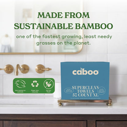 Caboo Tree Free Disposable Face Towels – 50 Soft, Lint-Free Towels | Extra-Large 10x11.5” | Gentle Alternative to Makeup Wipes & Washcloths Avelisse