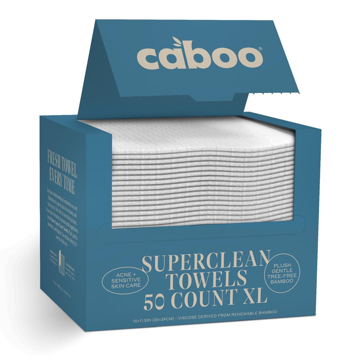 Caboo Tree Free Disposable Face Towels – 50 Soft, Lint-Free Towels | Extra-Large 10x11.5” | Gentle Alternative to Makeup Wipes & Washcloths Avelisse