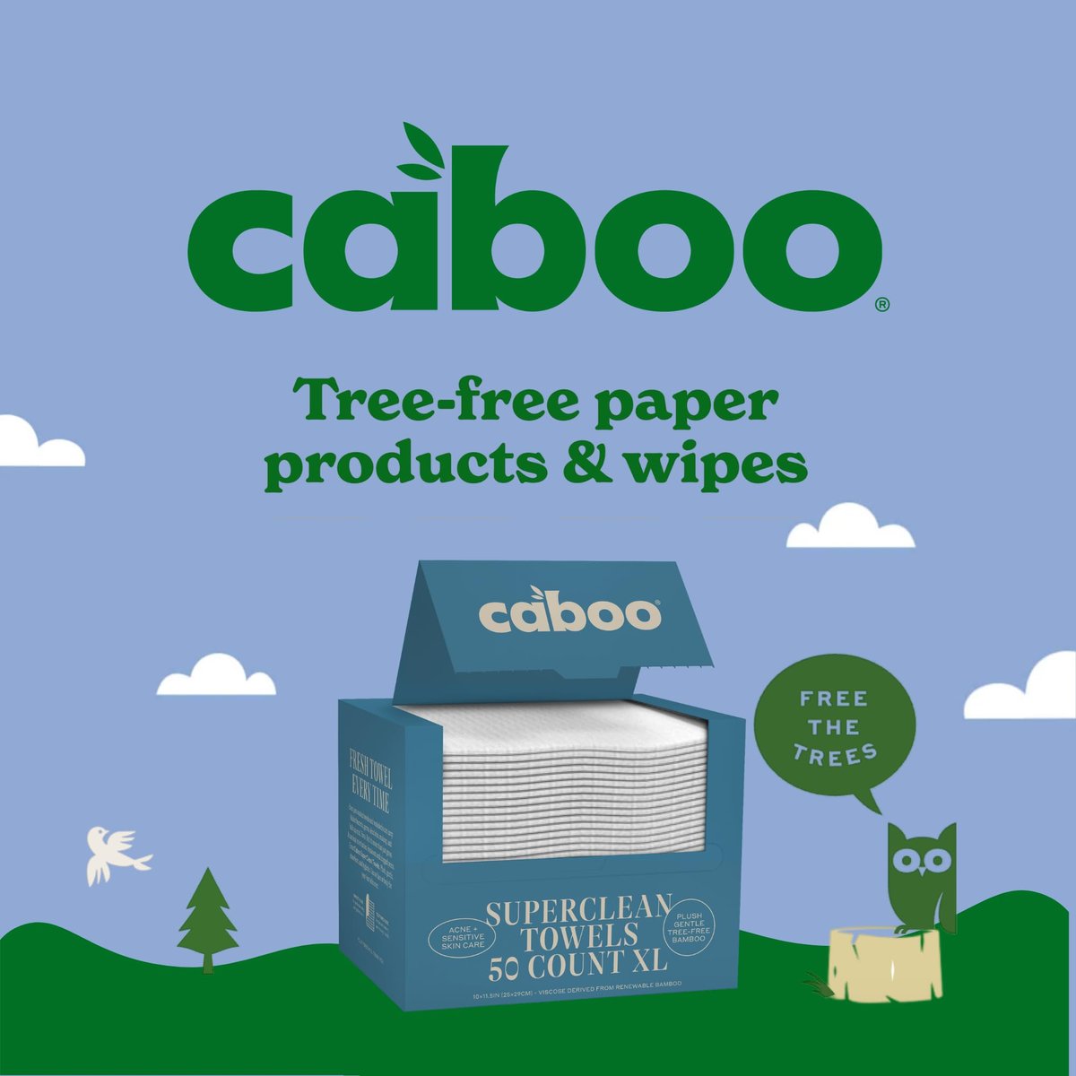 Caboo Tree Free Disposable Face Towels – 50 Soft, Lint-Free Towels | Extra-Large 10x11.5” | Gentle Alternative to Makeup Wipes & Washcloths Avelisse