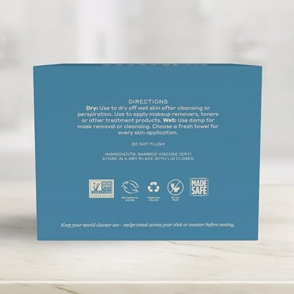 Caboo Tree Free Disposable Face Towels – 50 Soft, Lint-Free Towels | Extra-Large 10x11.5” | Gentle Alternative to Makeup Wipes & Washcloths Avelisse