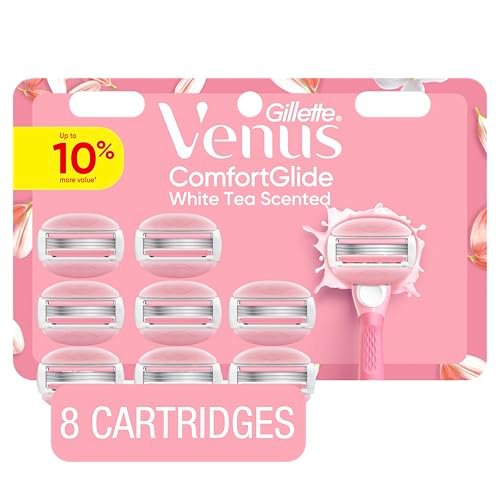 Venus ComfortGlide White Tea Women's Razor Blade Refills, 8 Count, with Built-in Shave Gel Bars Avelisse