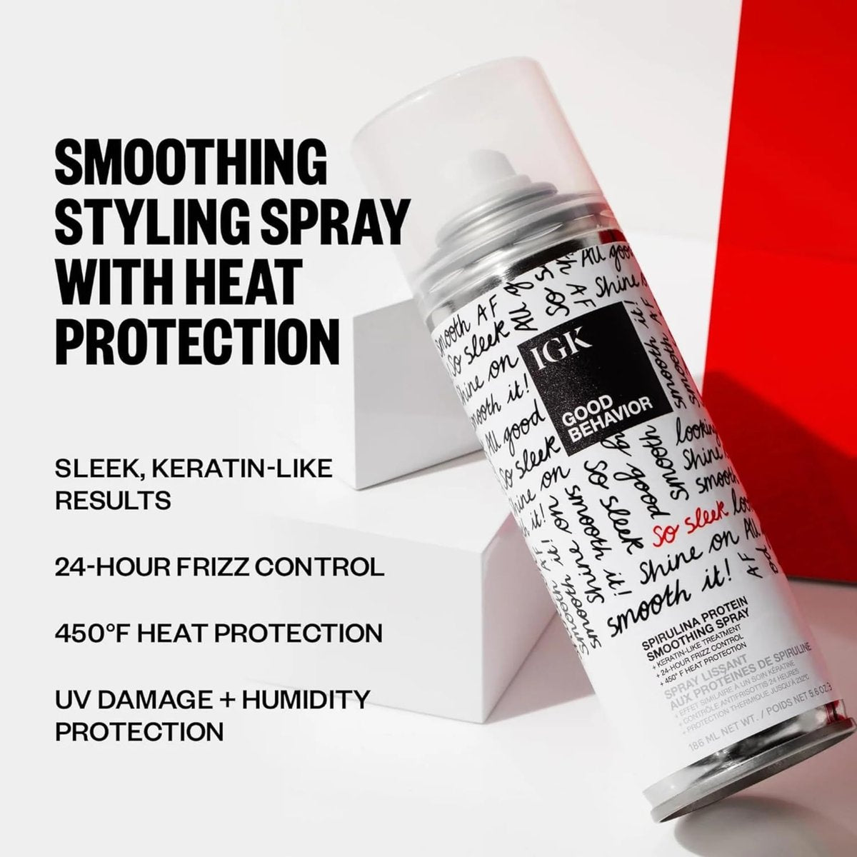 IGK GOOD BEHAVIOR Spirulina Protein Smoothing Spray - Keratin-Like Frizz Control & Heat Protectant - Vegan & Cruelty Free - 5.6 oz (Pack of 2) Avelisse
