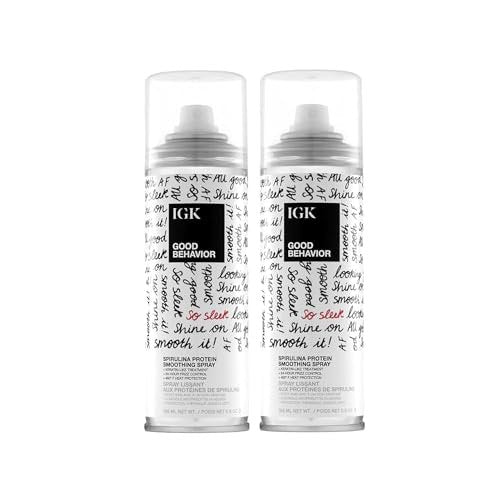 IGK GOOD BEHAVIOR Spirulina Protein Smoothing Spray - Keratin-Like Frizz Control & Heat Protectant - Vegan & Cruelty Free - 5.6 oz (Pack of 2) Avelisse
