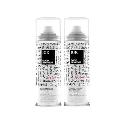 IGK GOOD BEHAVIOR Spirulina Protein Smoothing Spray - Keratin-Like Frizz Control & Heat Protectant - Vegan & Cruelty Free - 5.6 oz (Pack of 2) Avelisse