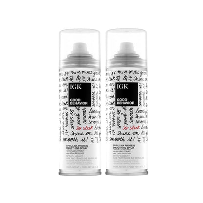 IGK GOOD BEHAVIOR Spirulina Protein Smoothing Spray - Keratin-Like Frizz Control & Heat Protectant - Vegan & Cruelty Free - 5.6 oz (Pack of 2) Avelisse