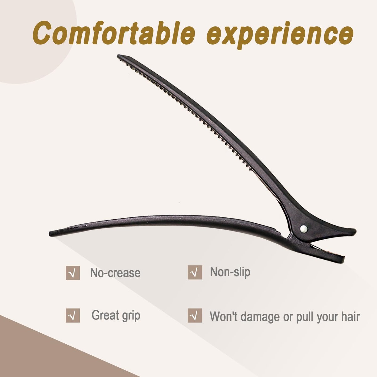 owmoer 6-Pack Professional Duckbill Hair Clips - 4.7 Inch Anti-Slip Sectioning Clips for Salon, Long & Thick Hair - Black Avelisse