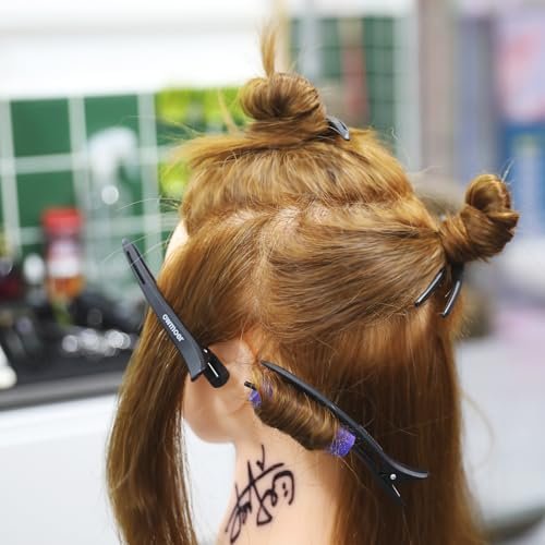owmoer 6-Pack Professional Duckbill Hair Clips - 4.7 Inch Anti-Slip Sectioning Clips for Salon, Long & Thick Hair - Black Avelisse