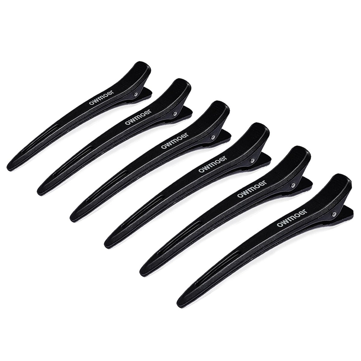 owmoer 6-Pack Professional Duckbill Hair Clips - 4.7 Inch Anti-Slip Sectioning Clips for Salon, Long & Thick Hair - Black Avelisse
