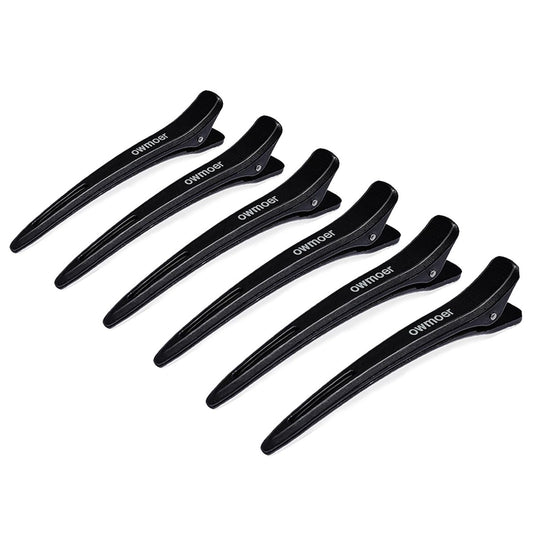 owmoer 6-Pack Professional Duckbill Hair Clips - 4.7 Inch Anti-Slip Sectioning Clips for Salon, Long & Thick Hair - Black Avelisse