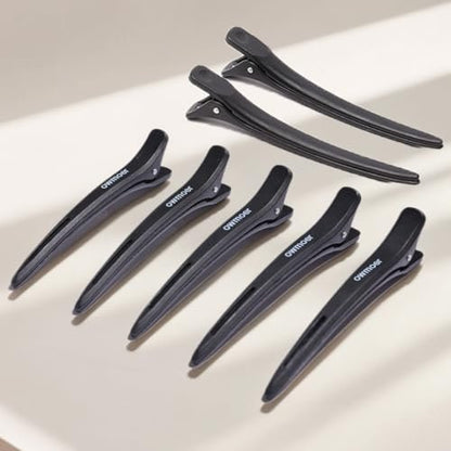 owmoer 6-Pack Professional Duckbill Hair Clips - 4.7 Inch Anti-Slip Sectioning Clips for Salon, Long & Thick Hair - Black Avelisse