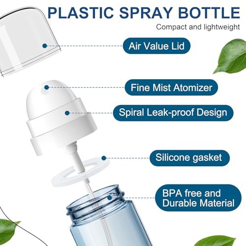 Yolaist 2 Pack 60ml Small Spray Bottles - Portable Refillable Travel Spray Bottles for Hair, Cleaning, Beauty - Fine Mist, Leak Proof - Light Blue & Light Green - görsel 4