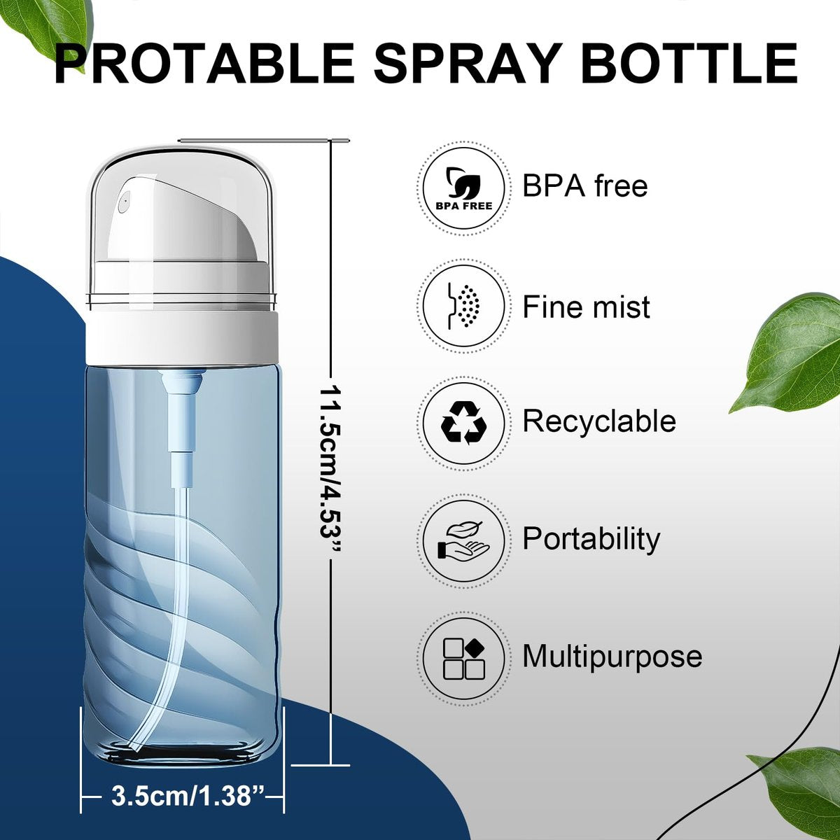 Yolaist 2 Pack 60ml Small Spray Bottles - Portable Refillable Travel Spray Bottles for Hair, Cleaning, Beauty - Fine Mist, Leak Proof - Light Blue & Light Green - görsel 5
