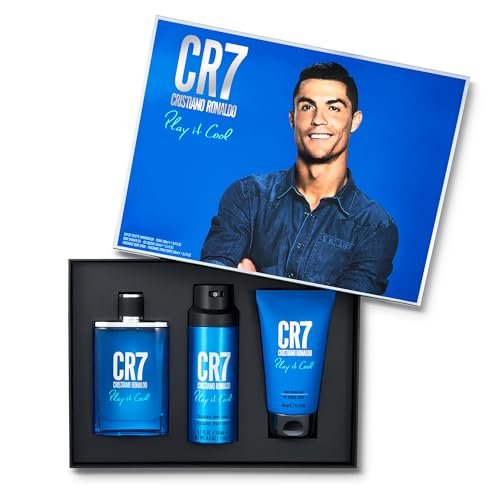 Play It Cool by Cristiano Ronaldo for Men - 3 Pc Gift Set: 3.4oz Eau de Toilette Spray, 5.1oz Shower Gel, 4.1oz Body Spray Avelisse
