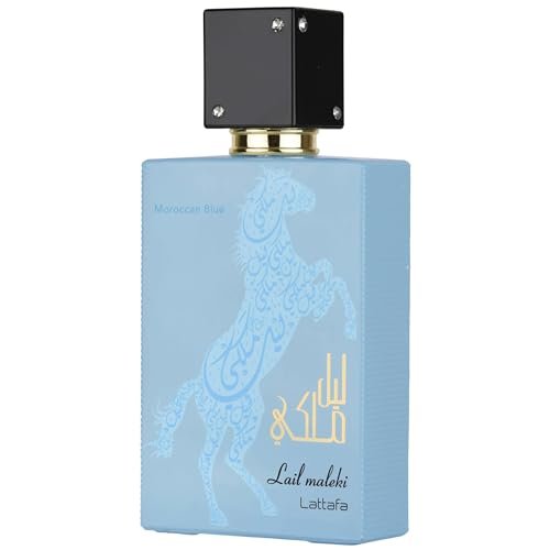 Lattafa Lail Maleki Moroccan Blue – Spicy, Citrusy, Woody, Oud Eau de Parfum for Unisex, 3.4 oz / 100 ml Avelisse