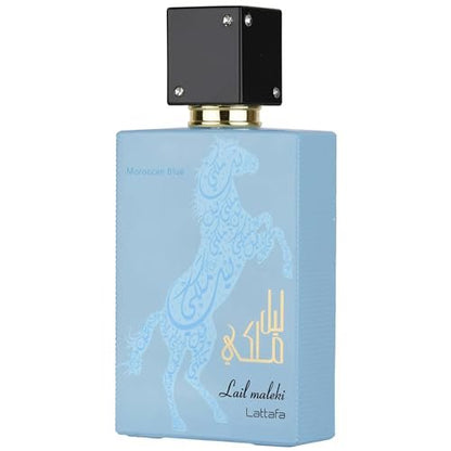 Lattafa Lail Maleki Moroccan Blue – Spicy, Citrusy, Woody, Oud Eau de Parfum for Unisex, 3.4 oz / 100 ml Avelisse