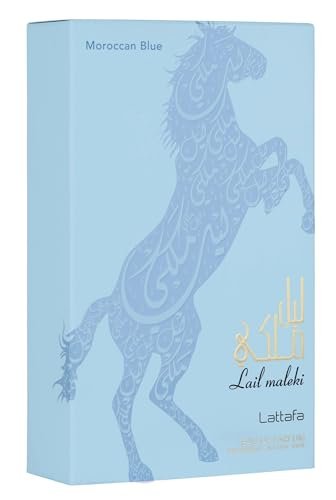 Lattafa Lail Maleki Moroccan Blue – Spicy, Citrusy, Woody, Oud Eau de Parfum for Unisex, 3.4 oz / 100 ml Avelisse