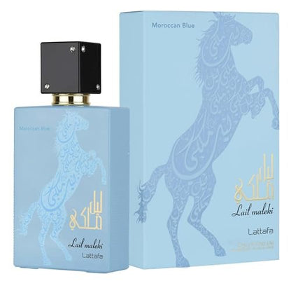 Lattafa Lail Maleki Moroccan Blue – Spicy, Citrusy, Woody, Oud Eau de Parfum for Unisex, 3.4 oz / 100 ml Avelisse