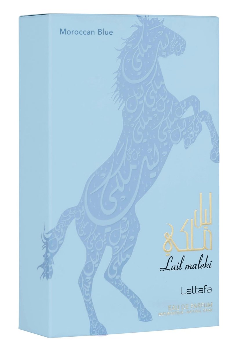 Lattafa Lail Maleki Moroccan Blue – Spicy, Citrusy, Woody, Oud Eau de Parfum for Unisex, 3.4 oz / 100 ml Avelisse