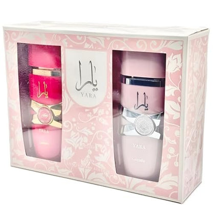Lattafa 2 Piece Gift Set: Yara EDP 3.4 Fl Oz + Yara Candy EDP 3.4 Fl Oz Avelisse