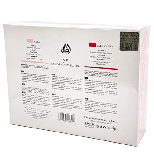 Lattafa 2 Piece Gift Set: Yara EDP 3.4 Fl Oz + Yara Candy EDP 3.4 Fl Oz Avelisse