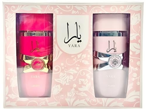 Lattafa 2 Piece Gift Set: Yara EDP 3.4 Fl Oz + Yara Candy EDP 3.4 Fl Oz Avelisse